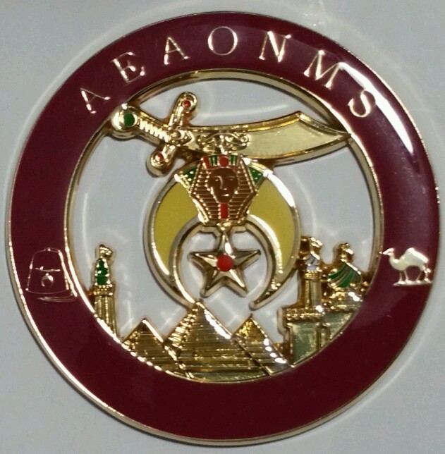 Shriner AEAONMS Maroon Cut Out Car Emblem