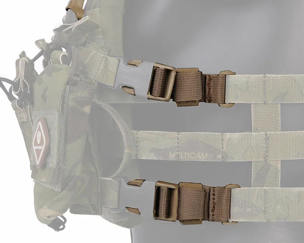 Tactical MOLLE Strap w/ Quick Release Buckle Adapter Kit Connect Chest Rig/Vest