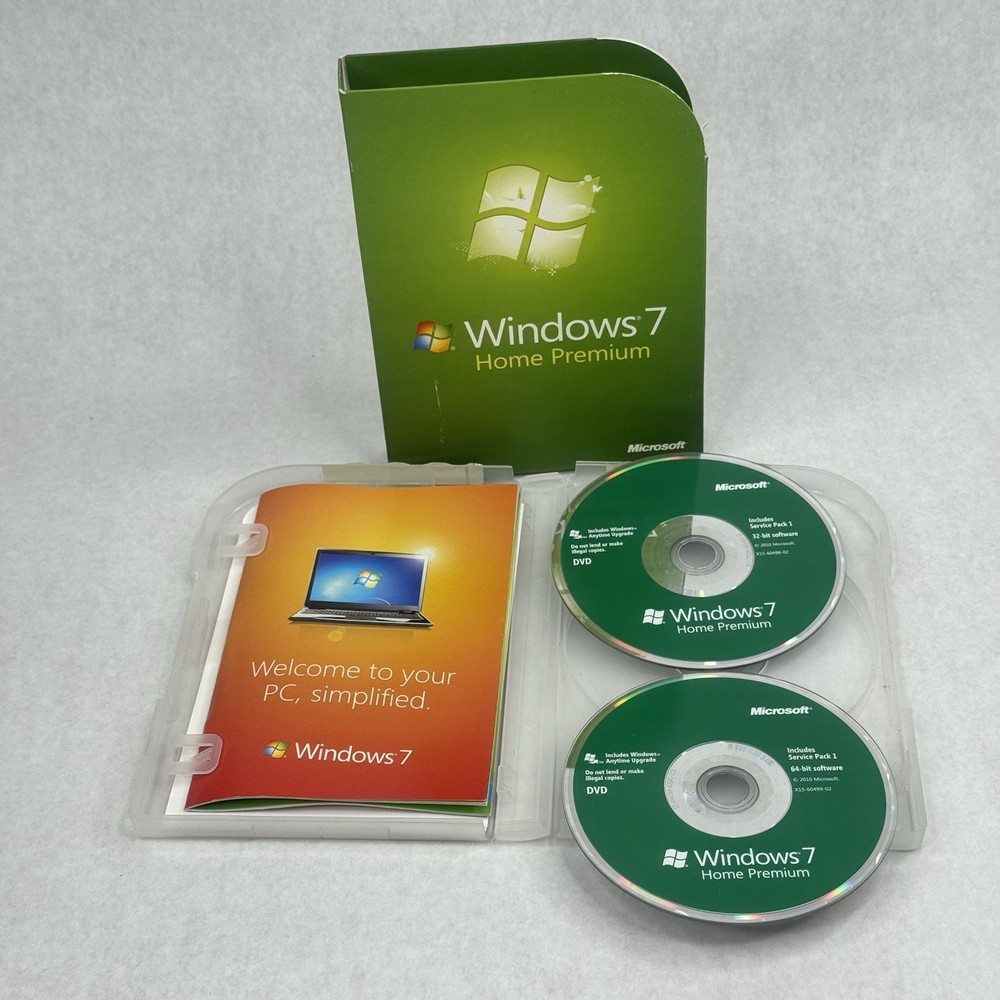 Microsoft Windows 7 Home Premium Upgrade 32 Bit and 64 Bit DVDs MS WIN