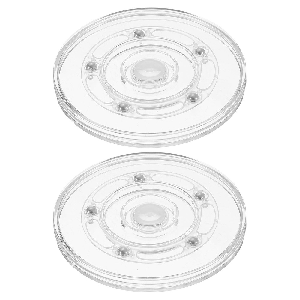 2Pcs Acrylic Lazy Susan Turntable, 4.5 Inch Clear Rotating Turntable Organizer