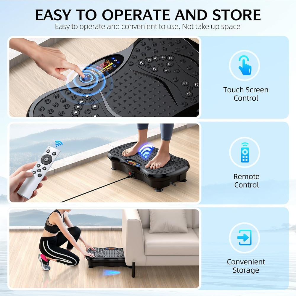 Vibration Plate Exercise Machine, Lymphatic Drainage, 330Lbs Max User Weight