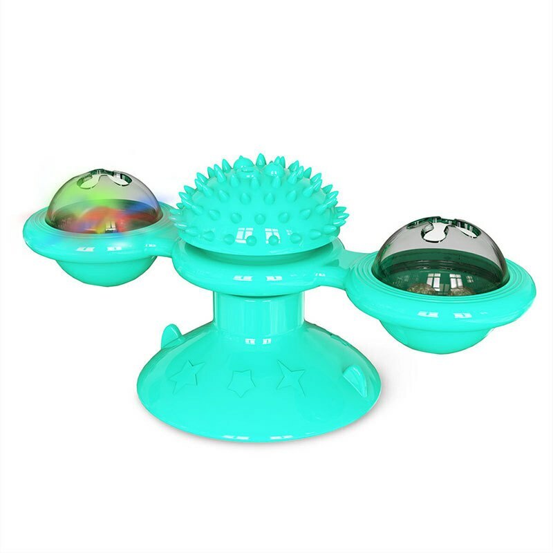 Cat Windmill Toy with Suction Cup LED Light Catnip Ball Interactive Toy