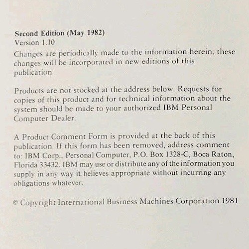 IBM BASIC Personal Computer Hardware Reference Library Manual (1982) w/ Slipcase