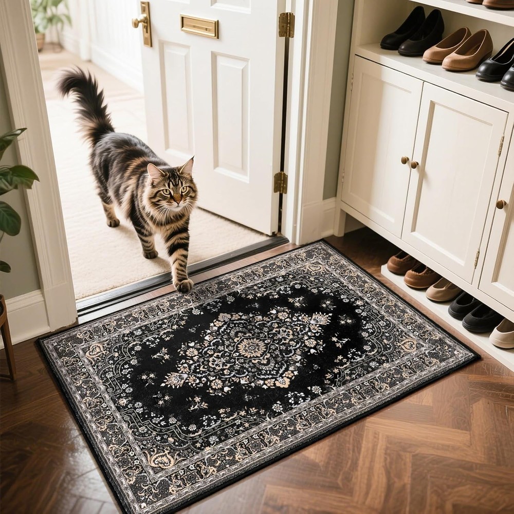HOMORE 2x3 Area Rug Small Black Rugs 2' x 3' (Rectangular),