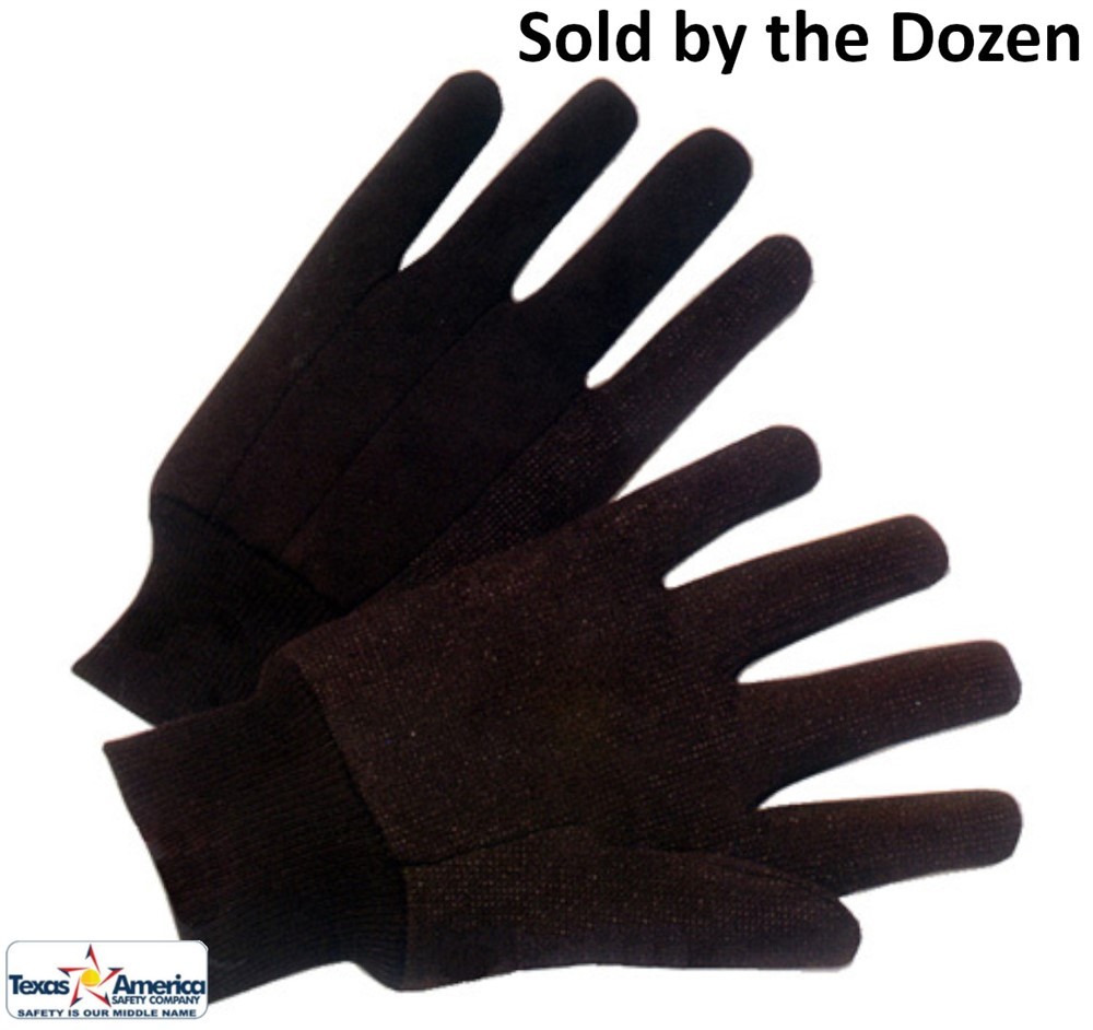 Brown Jersey with Plastic Dots Gloves (Sold by Dozen)