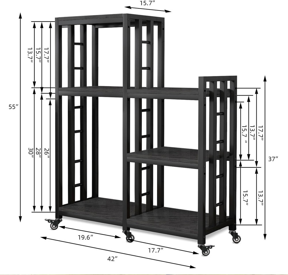 6-Tier Kitchen Bakers Rack, Multifunctional Storage Shelf, Mini Fridge &