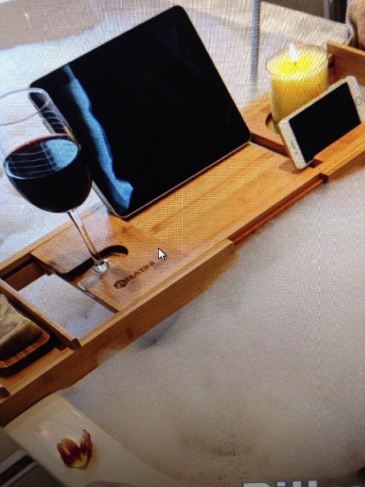 RATINI BATHTUB ESSENTIALS - Includes 2018 Expandable Bamboo Bathtub Caddy Tray +