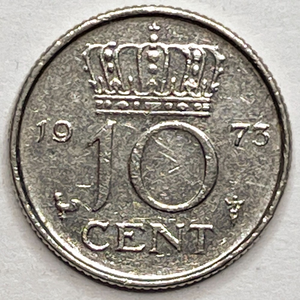 1973 Netherlands 10 Cent Juliana KM# 182