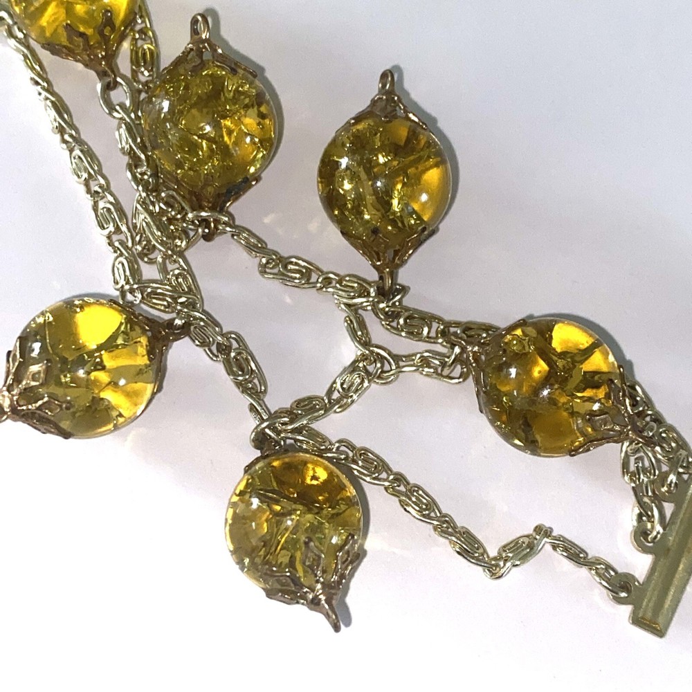 Unique Signed Germany Crackle Glass Bead Dangle Bracelet