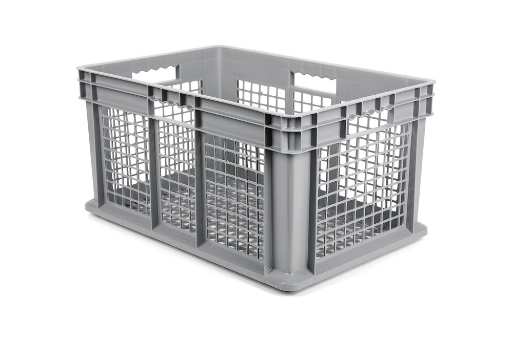 24 x 16 x 12 (3 Pack) Mesh Straight Wall Handled Storage Container Tote, Gray