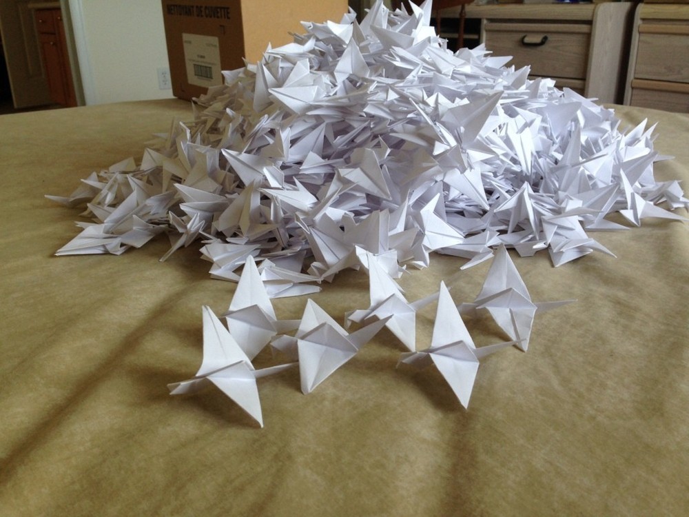 1000 White Paper Cranes - Ideal for Weddings! Flapping Cranes!