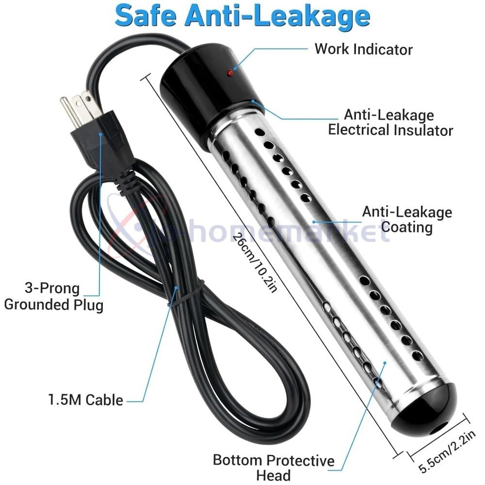 Immersion Water Heater , 2000W Submersible Portable Electric Heaters 110V