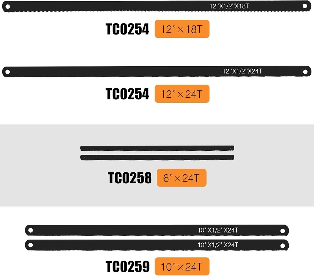 Hacksaw Frame Set, 12’’ Hacksaw Frame, 6’’ Hacksaw Frame and 10'' Mini Hacksa...