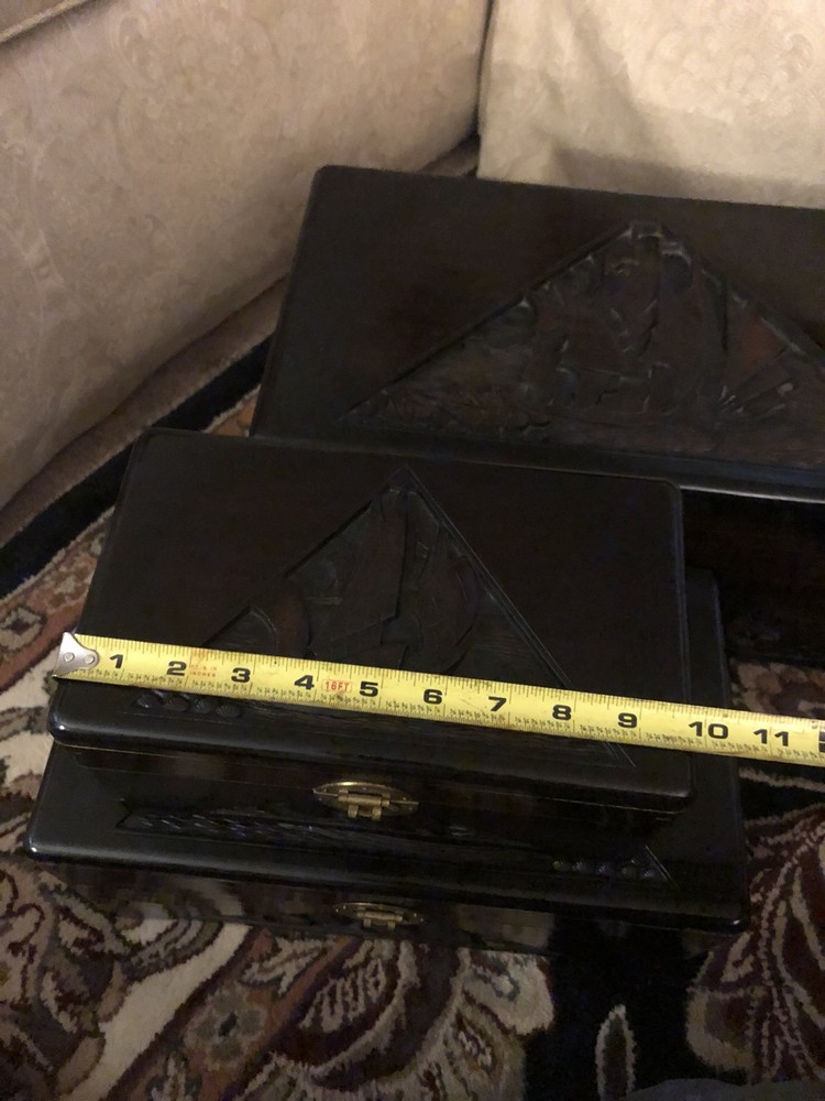 Unique Hand Crafted Stackable Storage Chests~Locks/Keys~Beautiful ShipCarvings