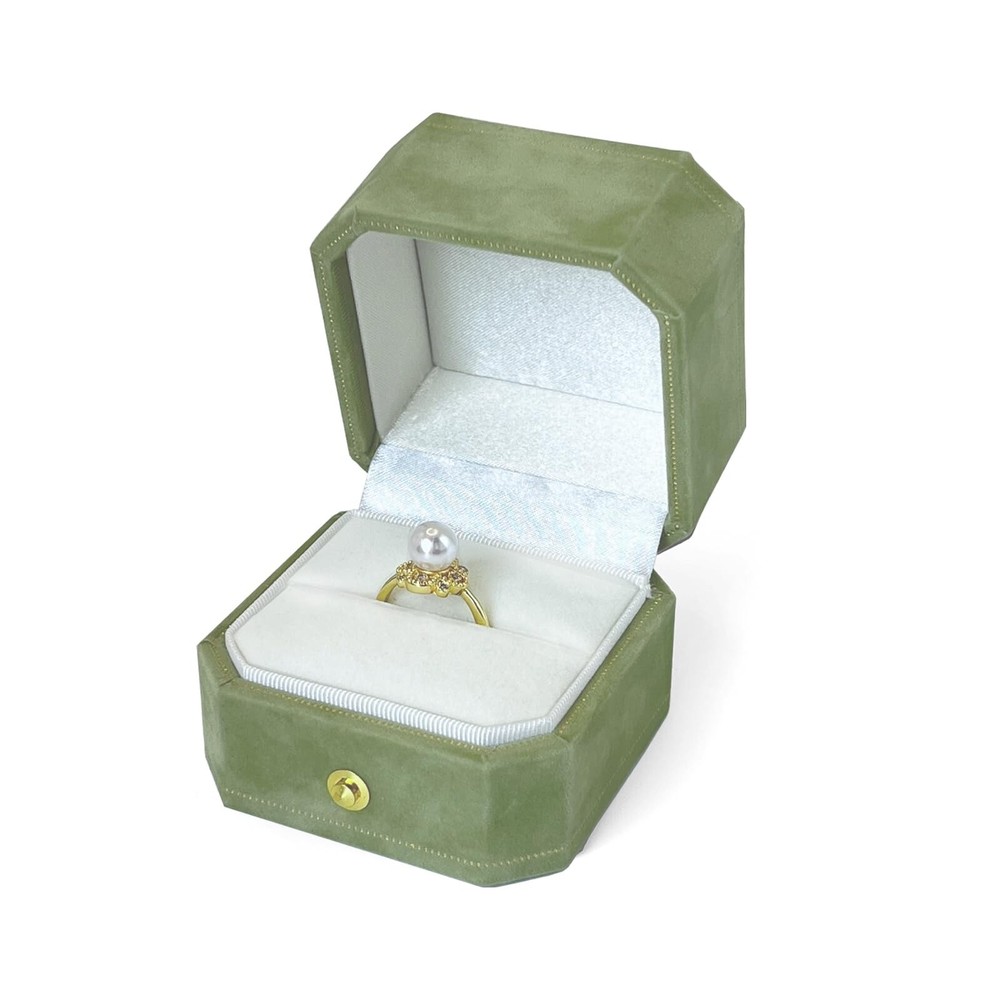 Green Velvet Ring Box for Proposal,Ring Case for Wedding Day,Sturdy Earring B...