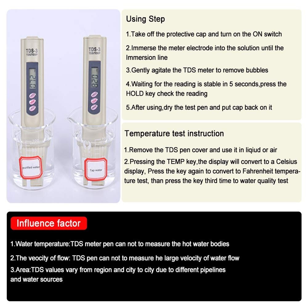 TDS Water Quality Tester Digital PPM Meter - Quick Accurate Testing for Drink...