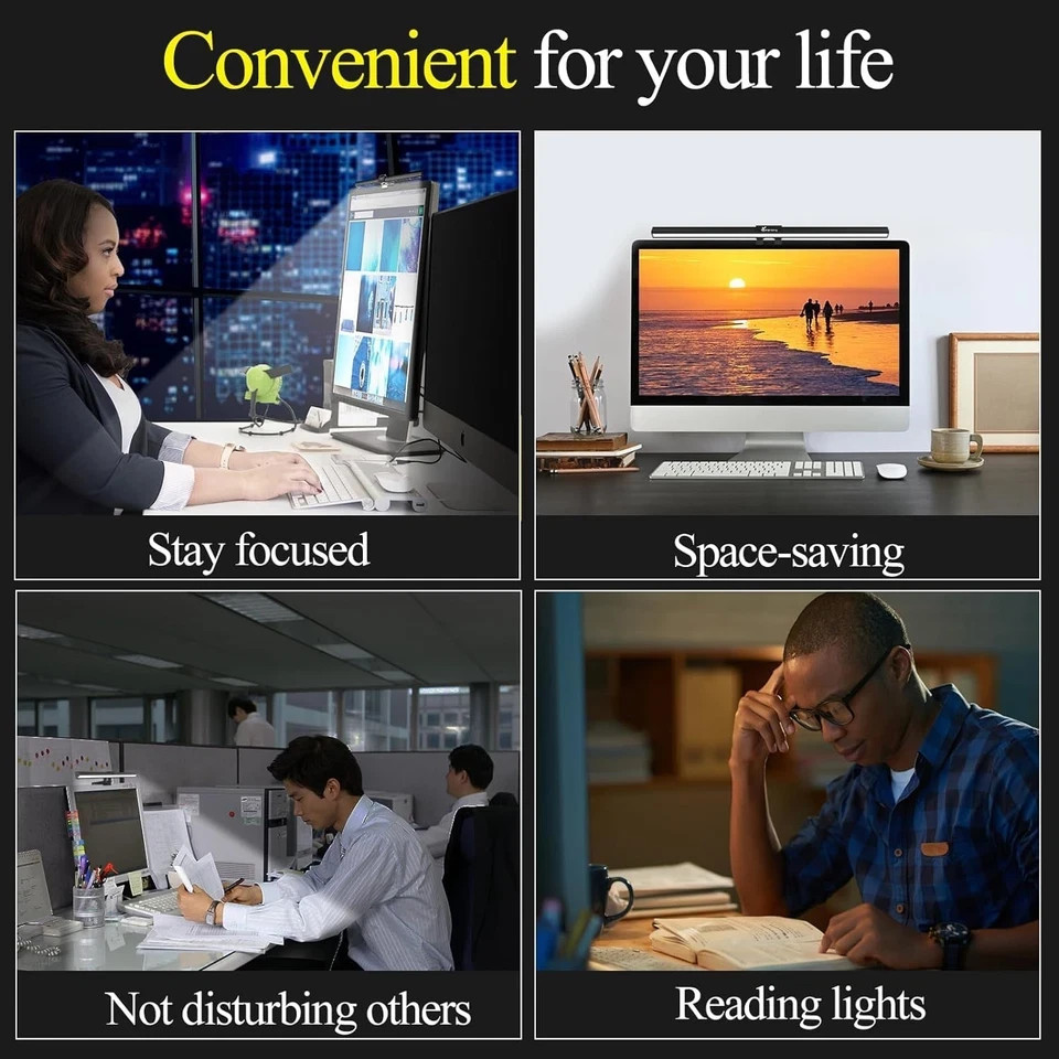 Computer Monitor Light Bar, LED Screen Standard Light, Black