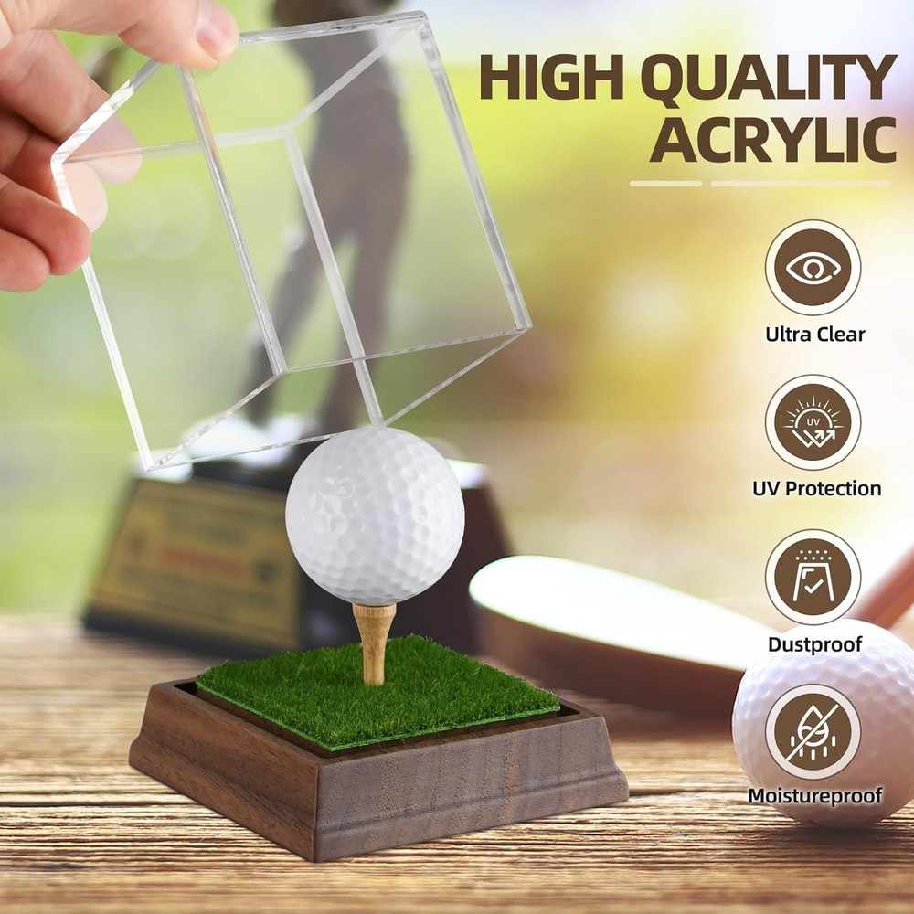 Golf Ball Display Case Hole in One Holder Wanult Clear