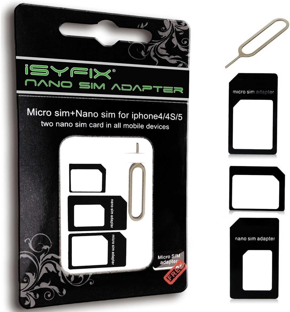 4-in-1 SIM Card Adapter Kit with Eject Tool for Nano Micro Standard Sizes