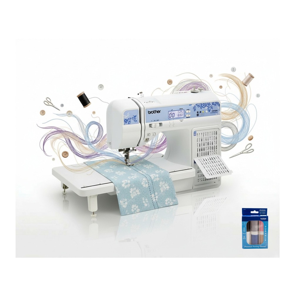 Brother Computerized Sewing Machine with 6-Piece Double Snap Spools Bundle