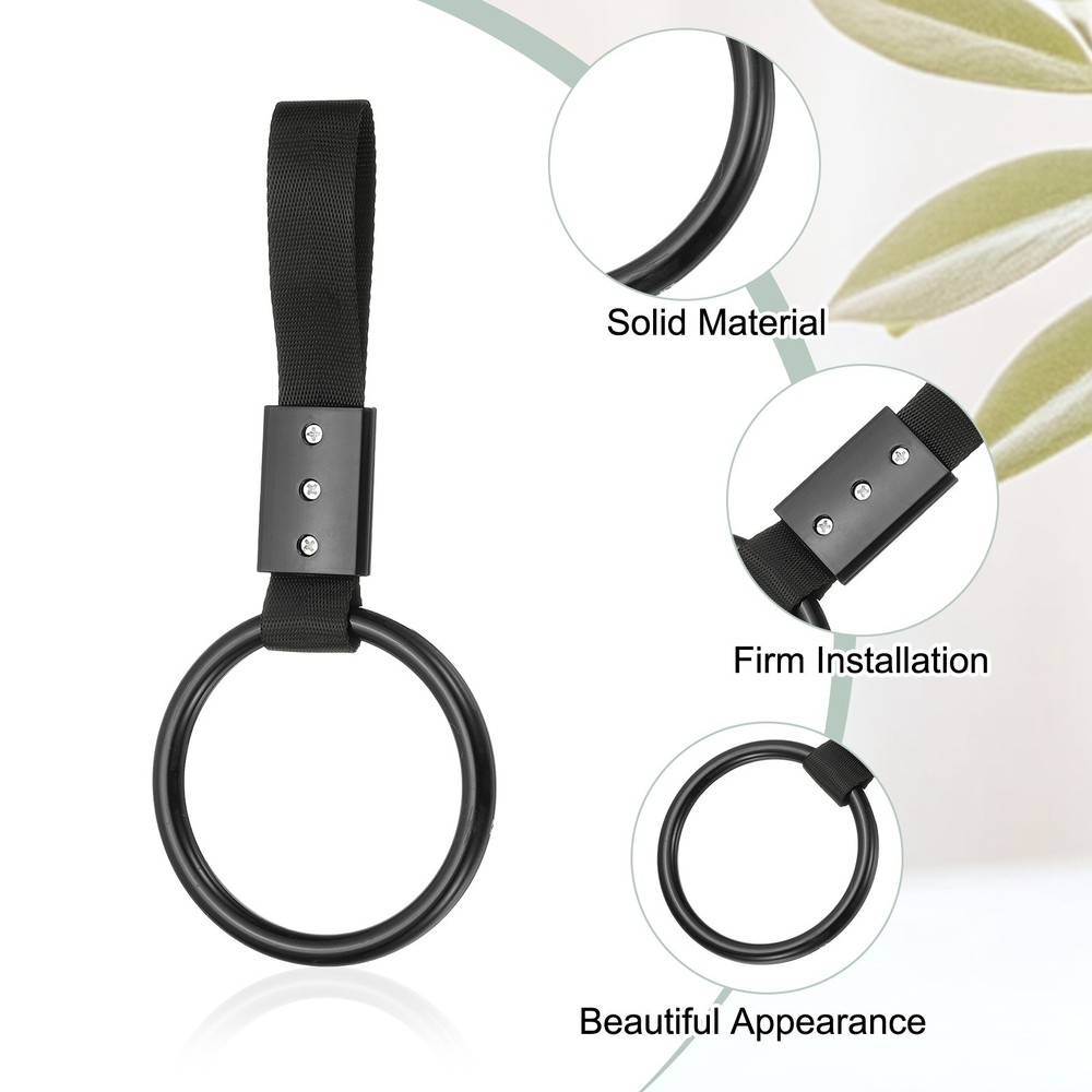1Pcs Circle Shaped Car Handle Straps for Auto Bus, Black
