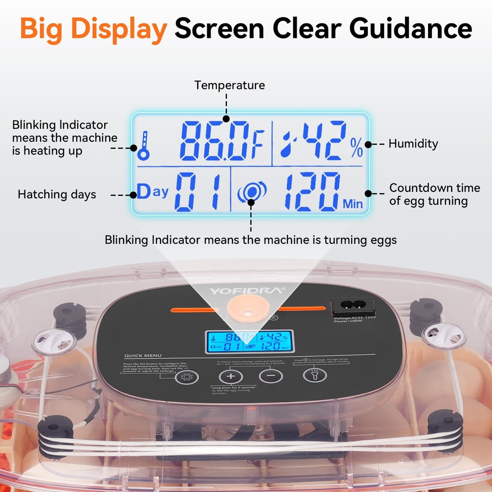 Incubators for Hatching Eggs, 24 Egg Incubator, Automatic Turner with...