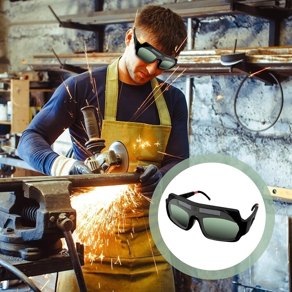 2× Automatic Welding Glasses Solar Powered Auto Darkening Mask Helmet Eye Goggle