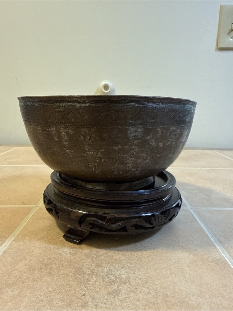 Antique Hammered Copper Footed Bowl