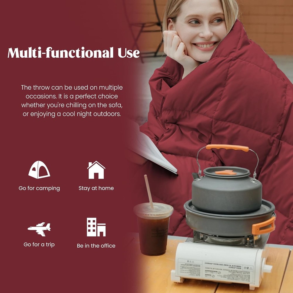 Soft Down Throw Blanket Lightweight Packable Couch Throw for Indoor
