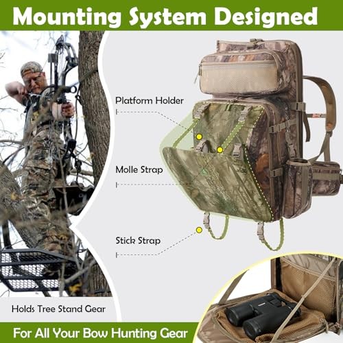 Bow Hunting Backpack 3.0 for Men, Saddle Camo backpack with Bow Holder,