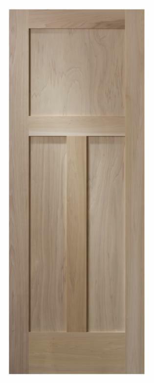 3 Panel Flat Poplar Shaker / Mission Stain Grade Solid Core Interior Wood Doors