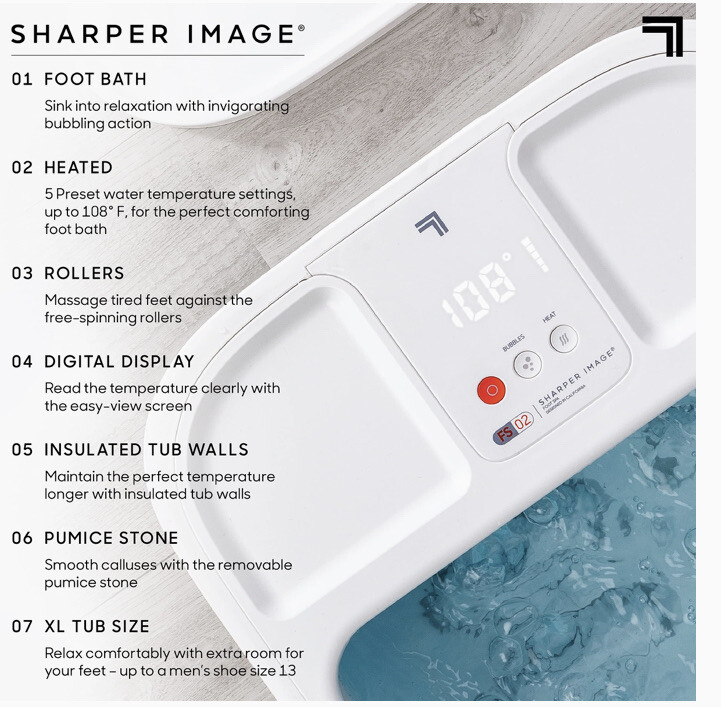 Sharper Image Spahaven Foot Bath Heated Spa With Massage Rollers