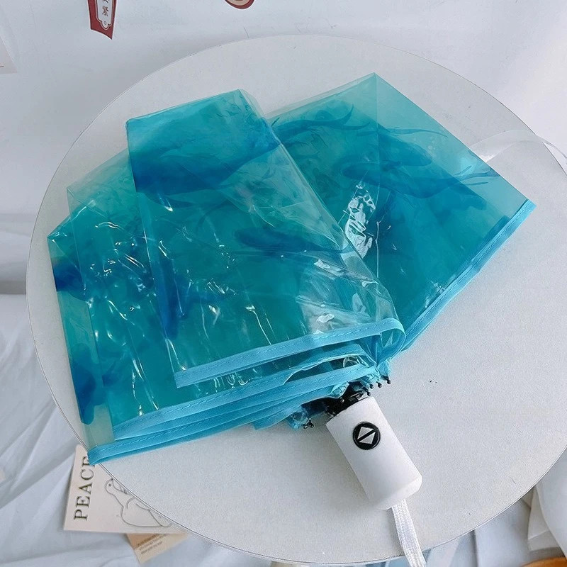 Whale pattern transparent automatic umbrella children travel three fold umbrella