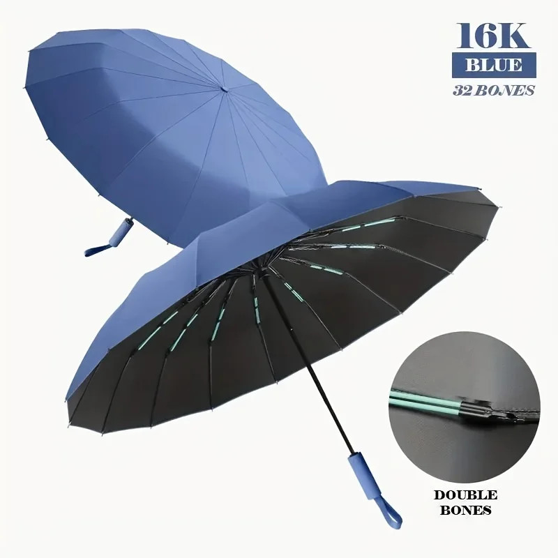 32 Rib Large Automatic Umbrella, Portable Windproof Folding Umbrella, UV Protect