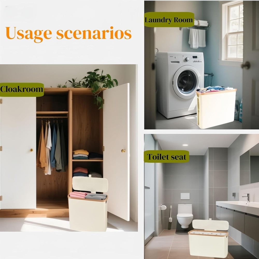 Versatile Toilet Paper Storage for Bathroom Bamboo Lid, Foldable Stackable