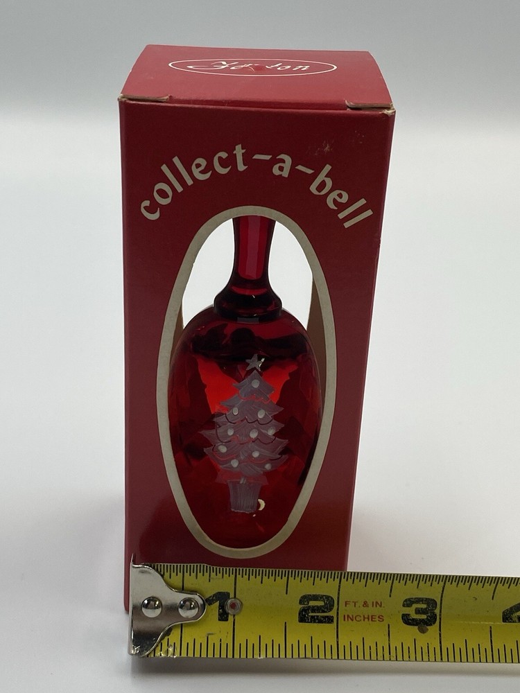 Fenton Hand Painted Red Christmas Bell In Box Missing Clapper 4 1/4” Signed