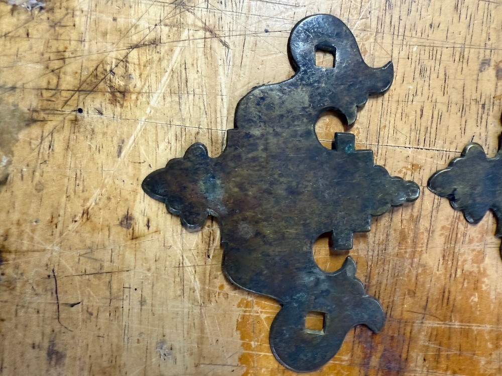 antique batwing chippendale brass period pair