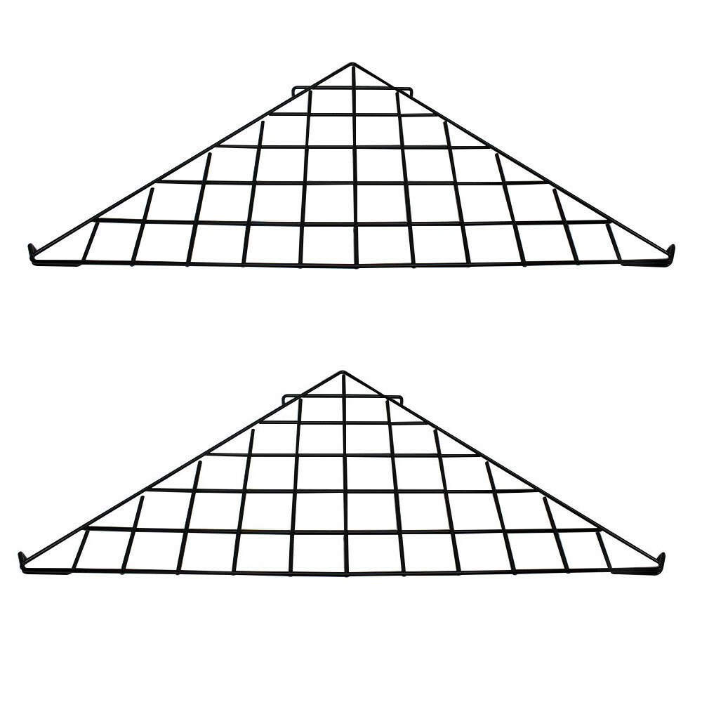 2 Pc - Black Corner Triangle Wire Grid Shelf Slat Grid Panel 24 x 24 x 32