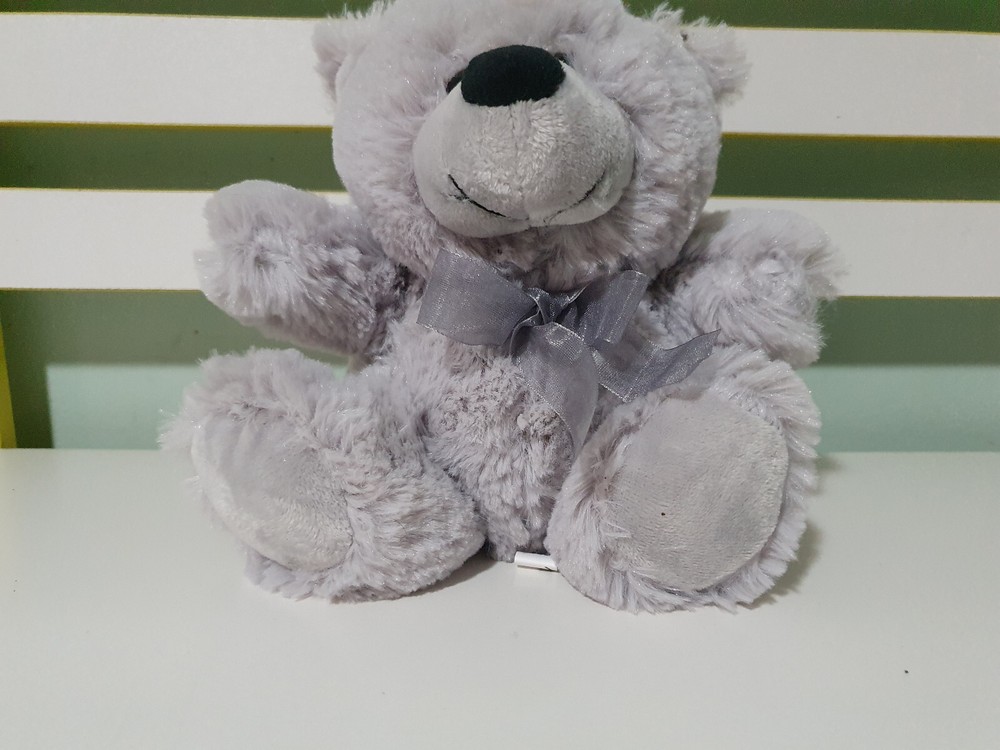 GREY TEDDY BEAR ELKA 20CM GREY BOW