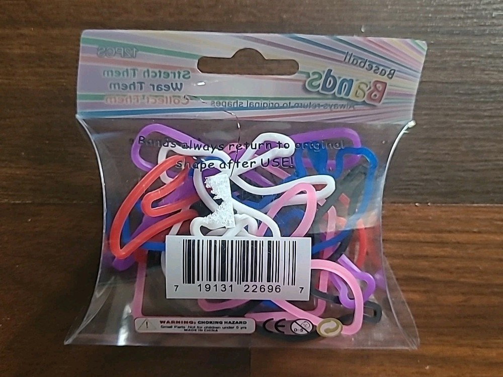 12 Baseball Shaped Silicone Rubber Bands