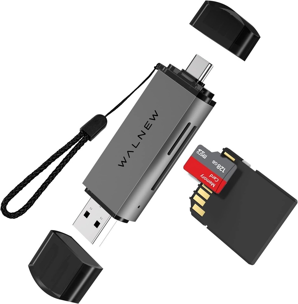 Versatile USB 3.0 & USB-C SD Card Reader with Aluminum Shell - Plug and Play