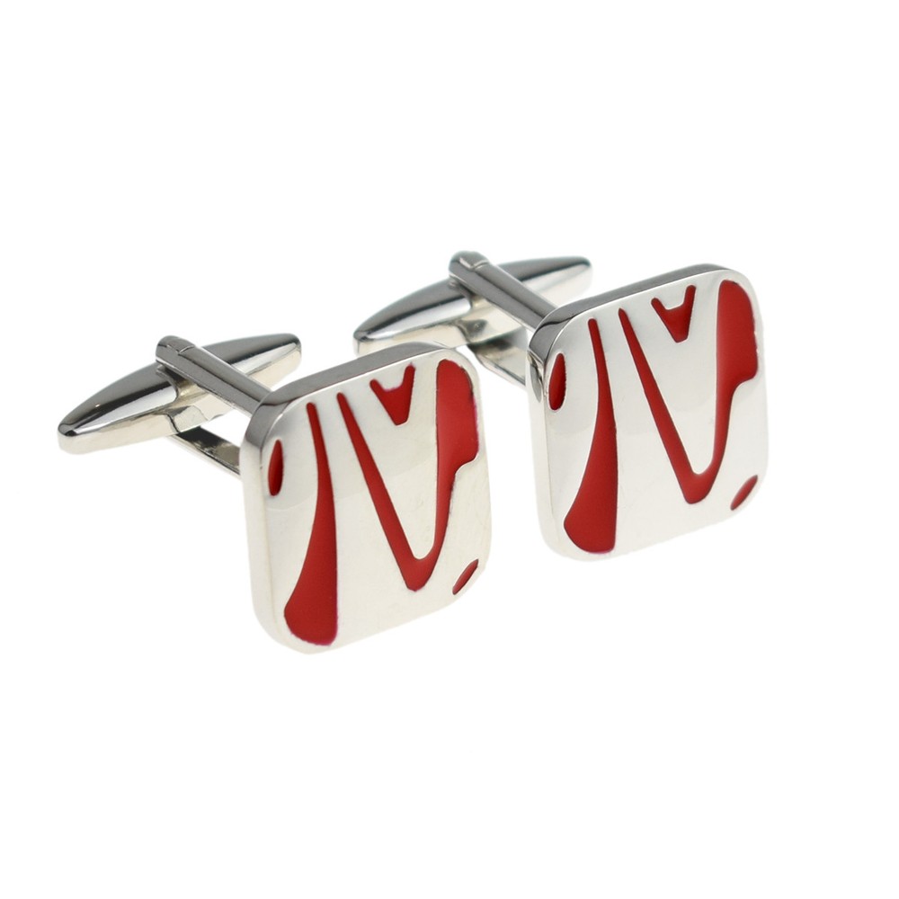 Red & Silver Swirl Pattern Cufflinks X2F055
