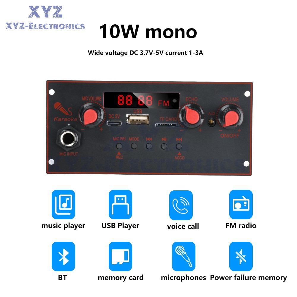 DC 3.7-5V 10W Mono Bluetooth 5.0 Audio Power Amplifier Module MP3 Decoding Board