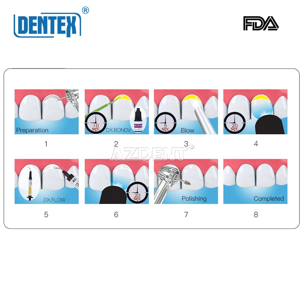 Dentex Dental Flowable Light Cure Composite Resin Low Flow/Medium Flow A1 A2 A3