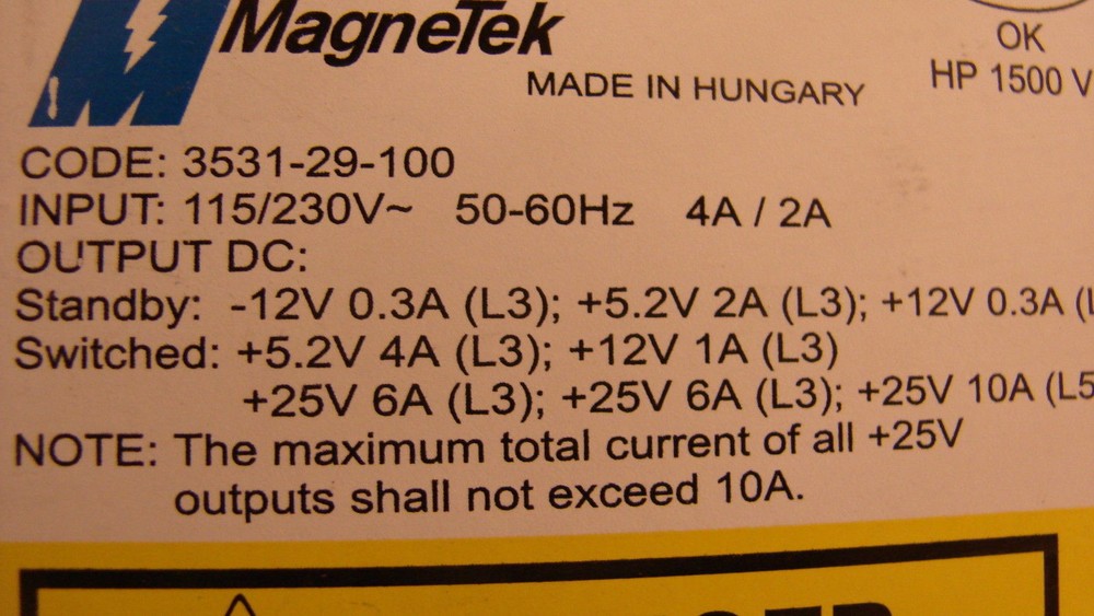 Magnetek 3531-29-100 multiple output power supply