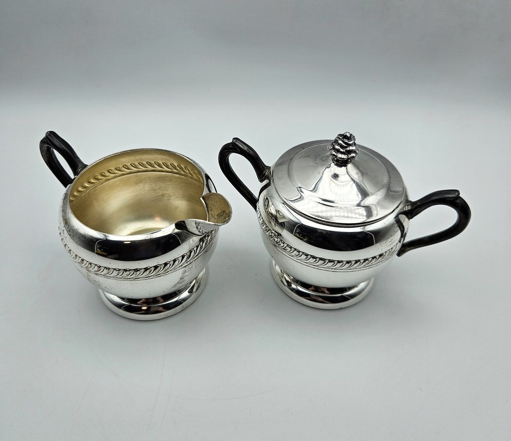 FB Rogers Silver Co Silver Plated Copper Creamer and Sugar Set Coffee Tea