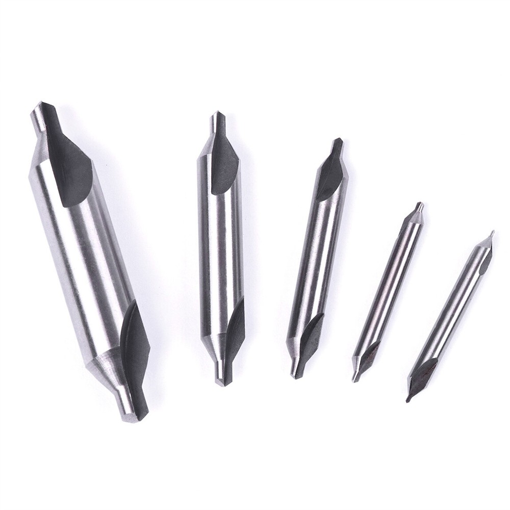 5Pcs High Speed Steel Drill Point Countersinks Center Set w/ Both Ends for Lathe