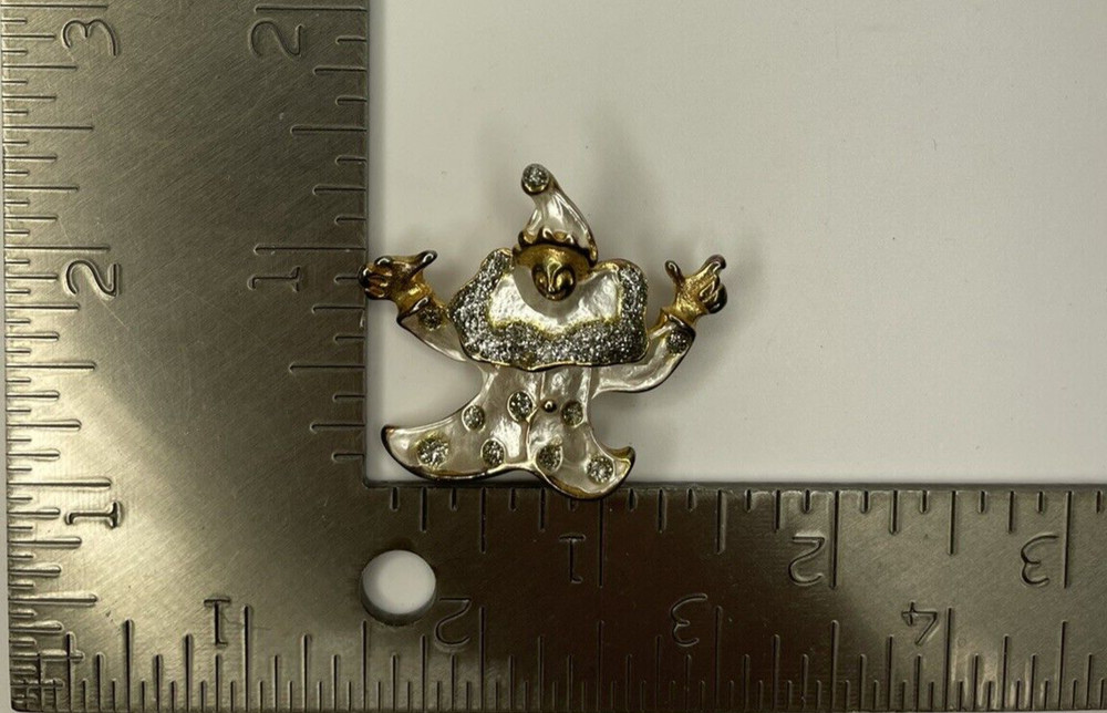 Brooch Clown Glitter Silver Gold