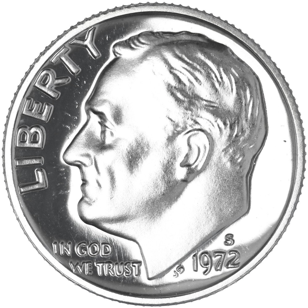 1972 S Roosevelt Dime Gem Proof CN-Clad