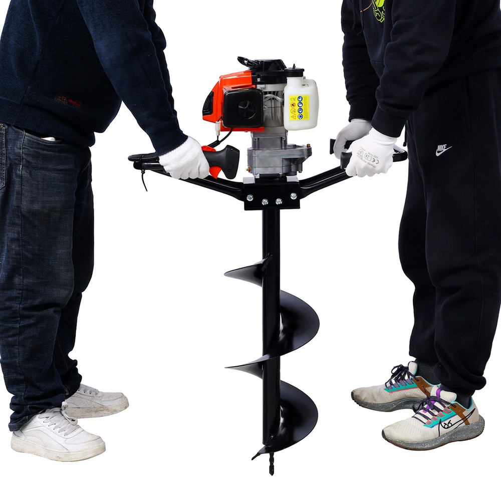 2.7HP Post Hole Digger 63cc Two Person Handle Gas-Powered 2-Stroke Digging Drill